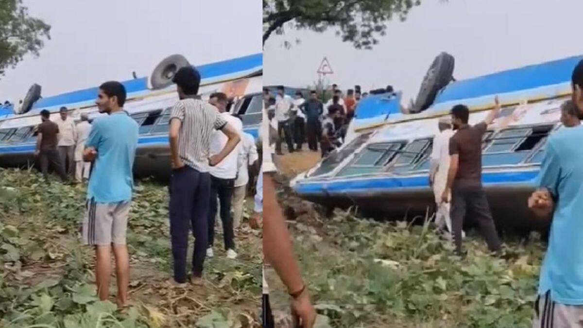 रोडवेज बस पलटी बस