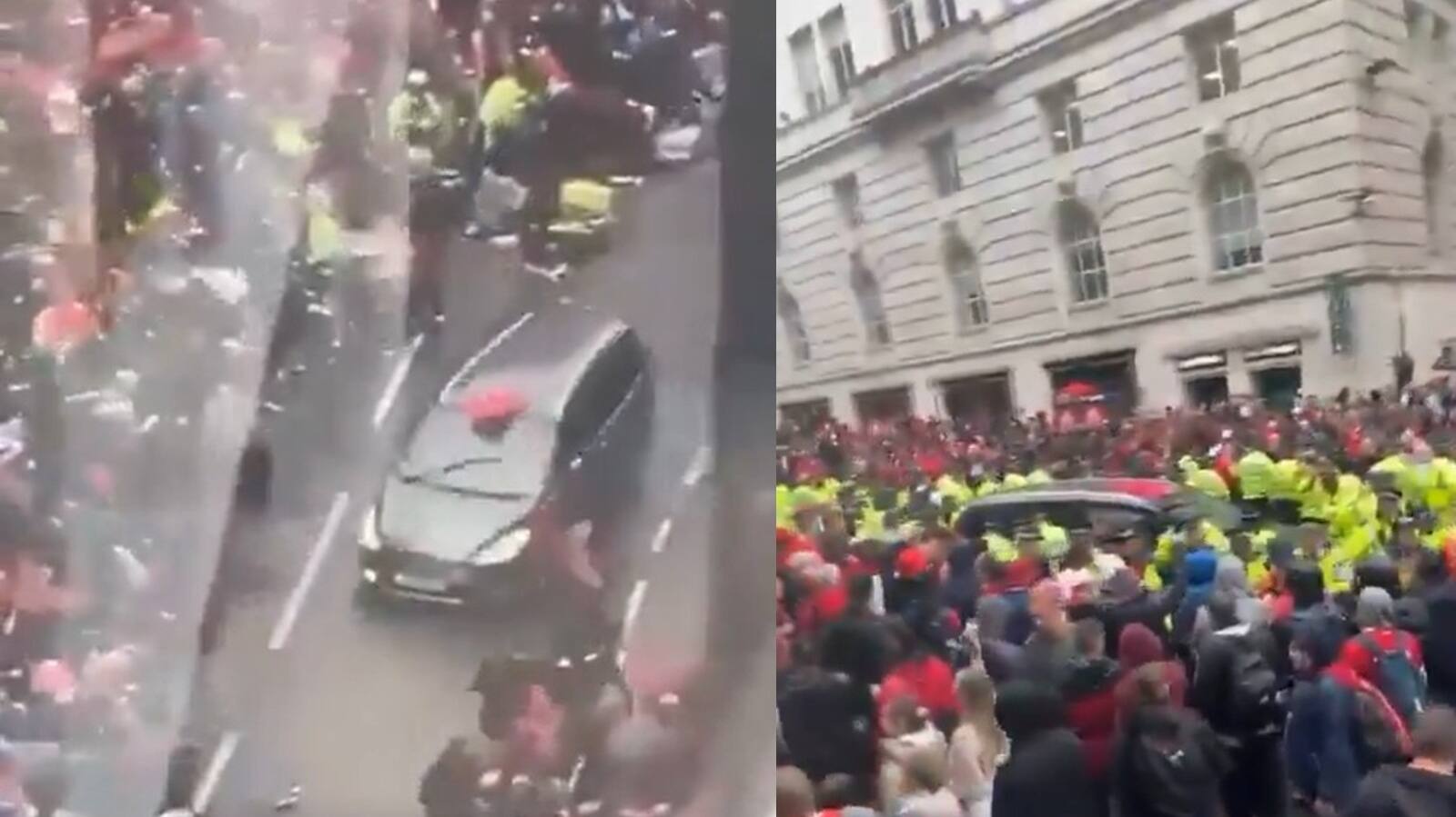 Car rams crowd of Liverpool victory parade 