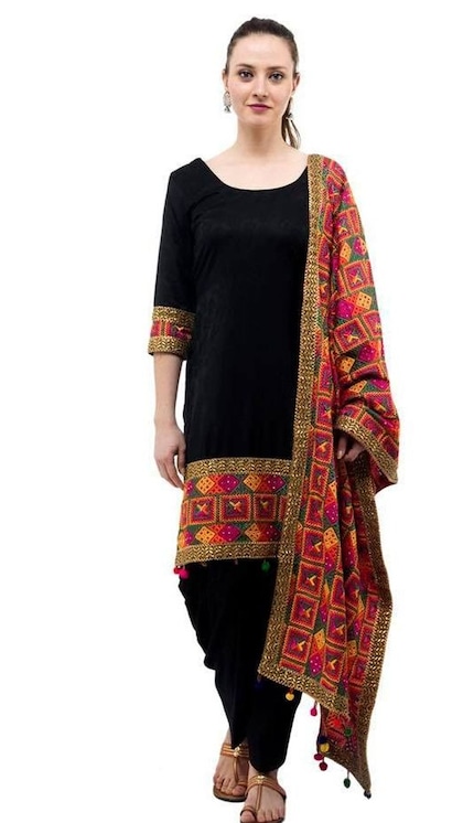 Black Phulkari Suit and Dupatta