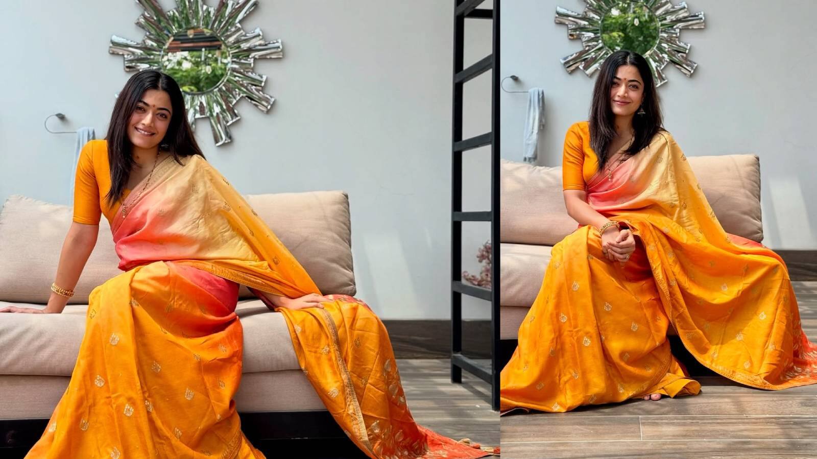 Yellow Orange Saree