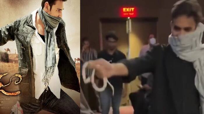 Fan enters theatre with real snake during Khaleja re release show 
