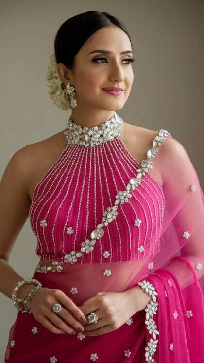ఎంబ్రాయిడరీ హాల్టర్ నెక్ బ్లౌజ్