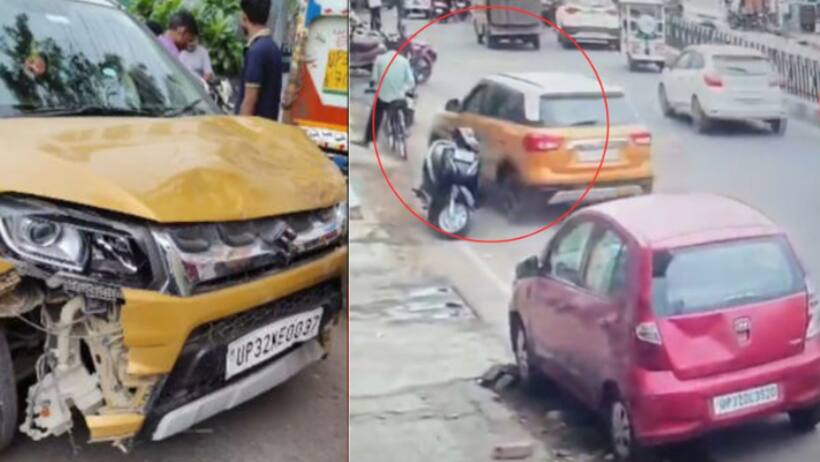 lucknow brezza car accident tanu gupta kgmu contractor boy injured madyaganj