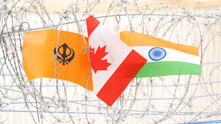 Khalistani, Canada and India flags