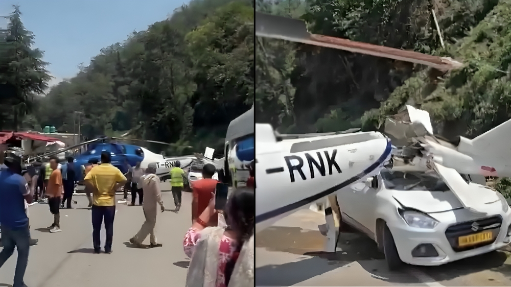 Kedarnath-bound helicopter crash-lands on road in Uttarakhand's Rudraprayag  (WATCH) | Asianet Newsable