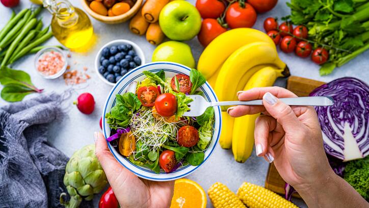 Good diet: Variety of colorful fruits and vegetables