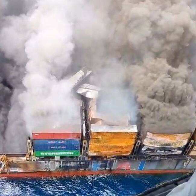 Indian Coast Guard battles fire on MV WAN HAI 503 amid rough seas (WATCH)