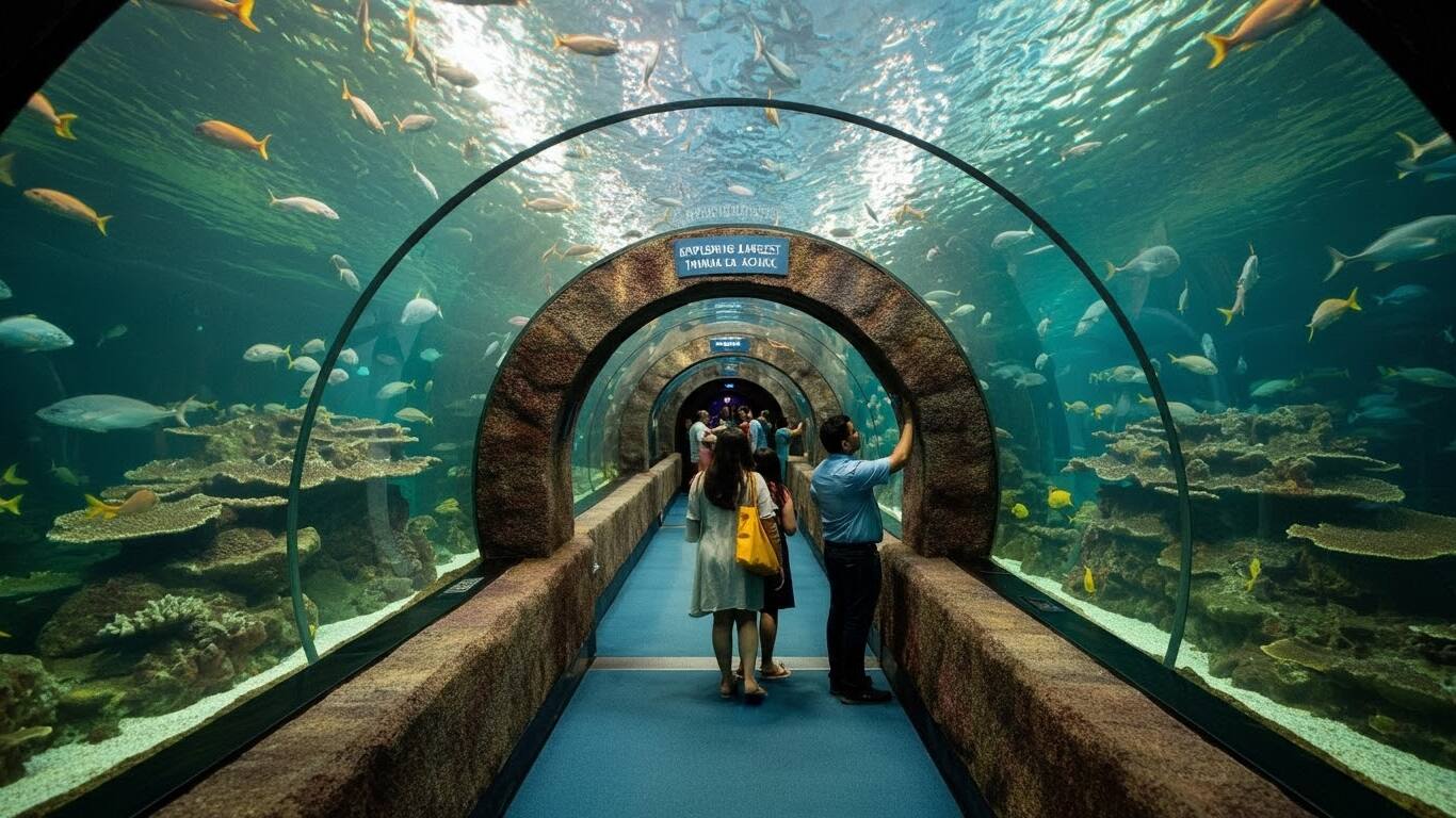 Indias largest tunnel aquarium: దేశంలోనే అతి పెద్ద టన్నెల్ అక్వేరియం.. మన హైదరాబాద్ లోనే !