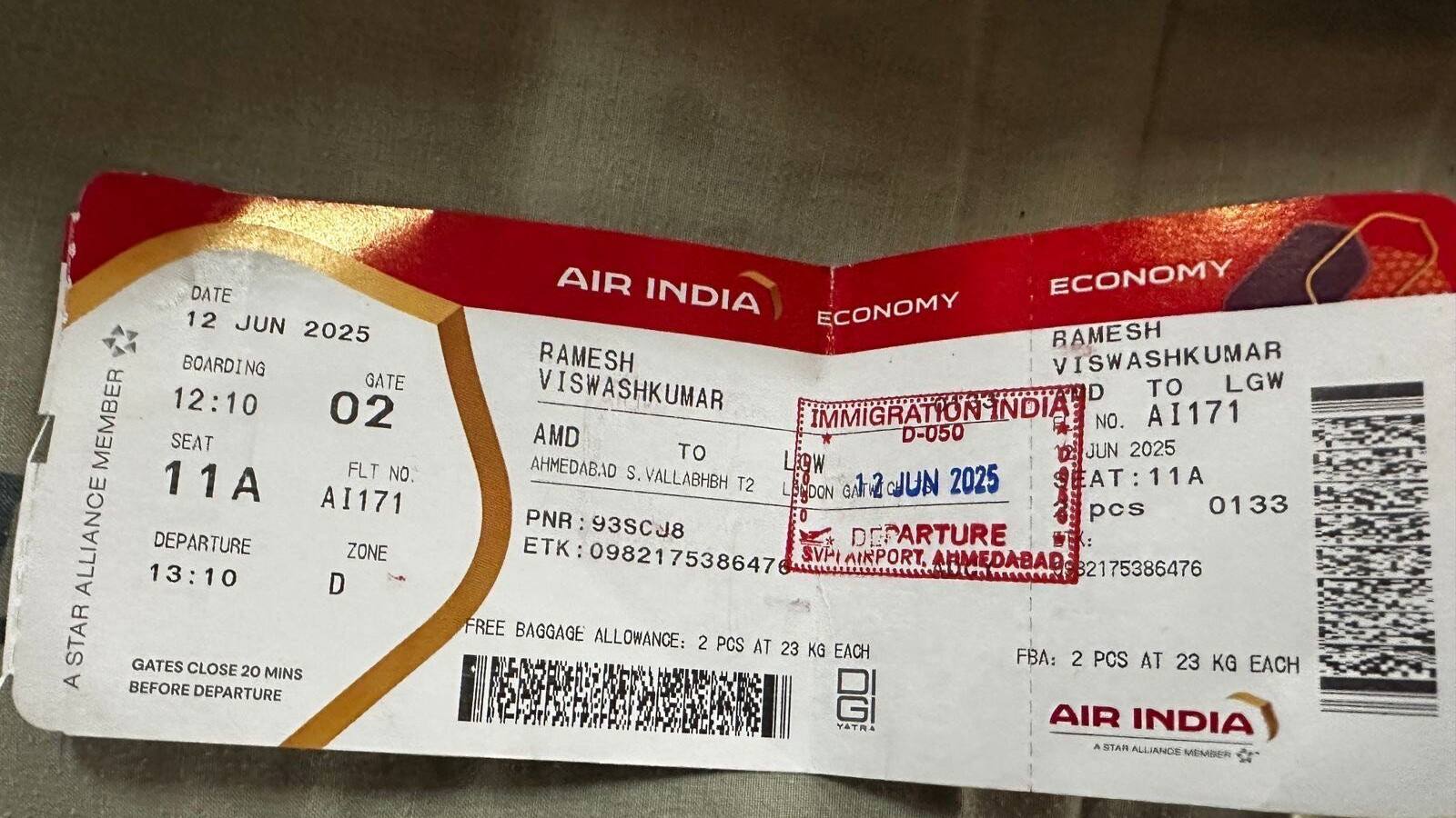 Vishwash Kumar Ramesh ticket