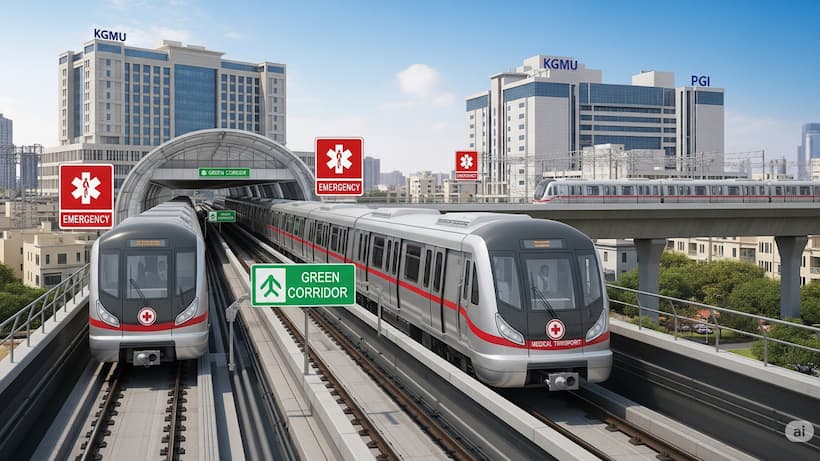 lucknow metro east west corridor green corridor for patients organ transplant kgmu pgi