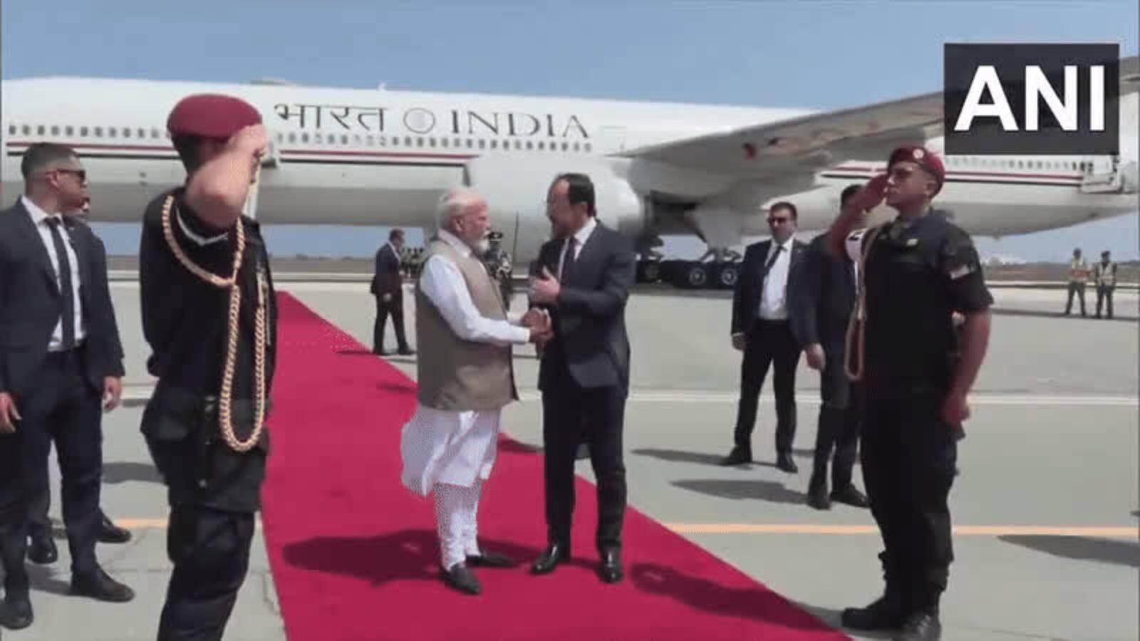 PM Modi was received by President of Cyprus Nikos Christodoulides at Larnaca International Airport. (Photo/ ANI)