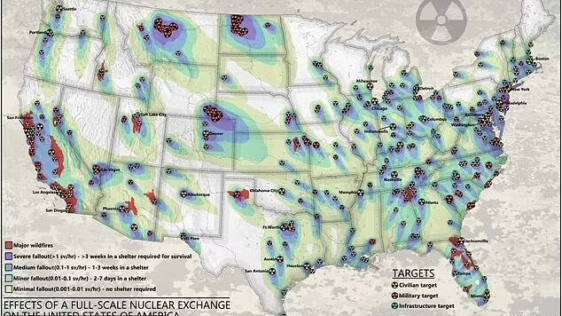 MAP REVEALS NIGHTMARE NUCLEAR SCENARIO IN THE US