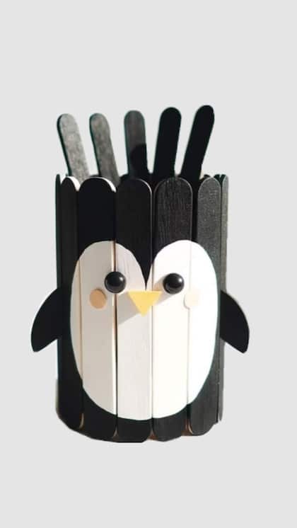 Make a pen holder from ice cream sticks