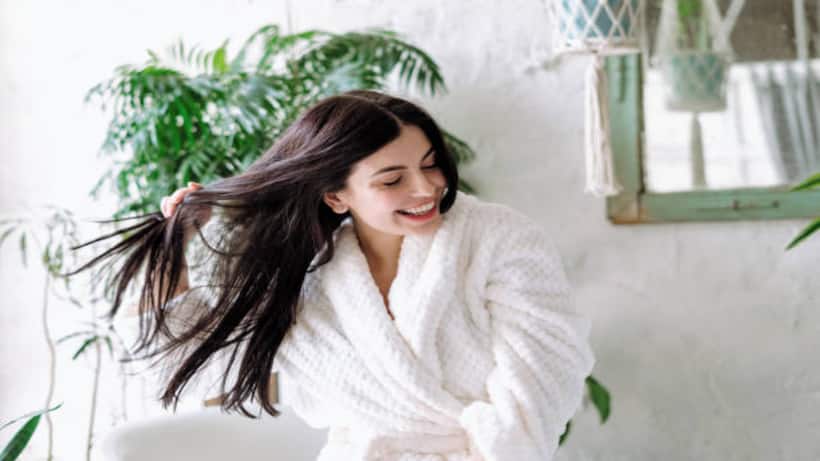 to get rid of hair fall problem use aloe vera gel on your hair like this