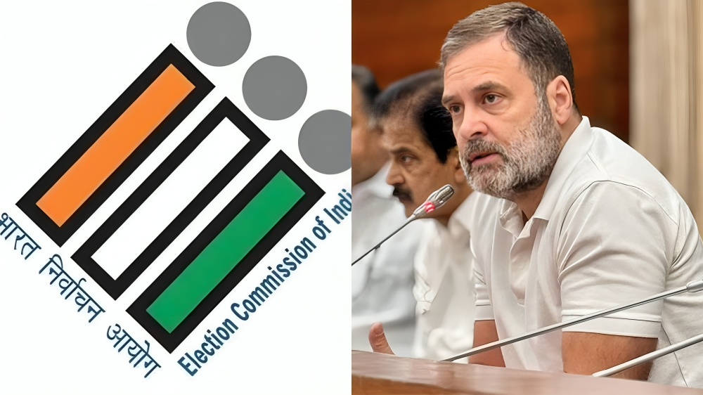 EC logo and Rahul Gandhi EC logo and Rahul Gandhi