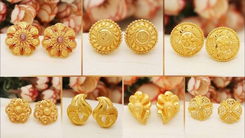 Latest gold light weight studs design for girls