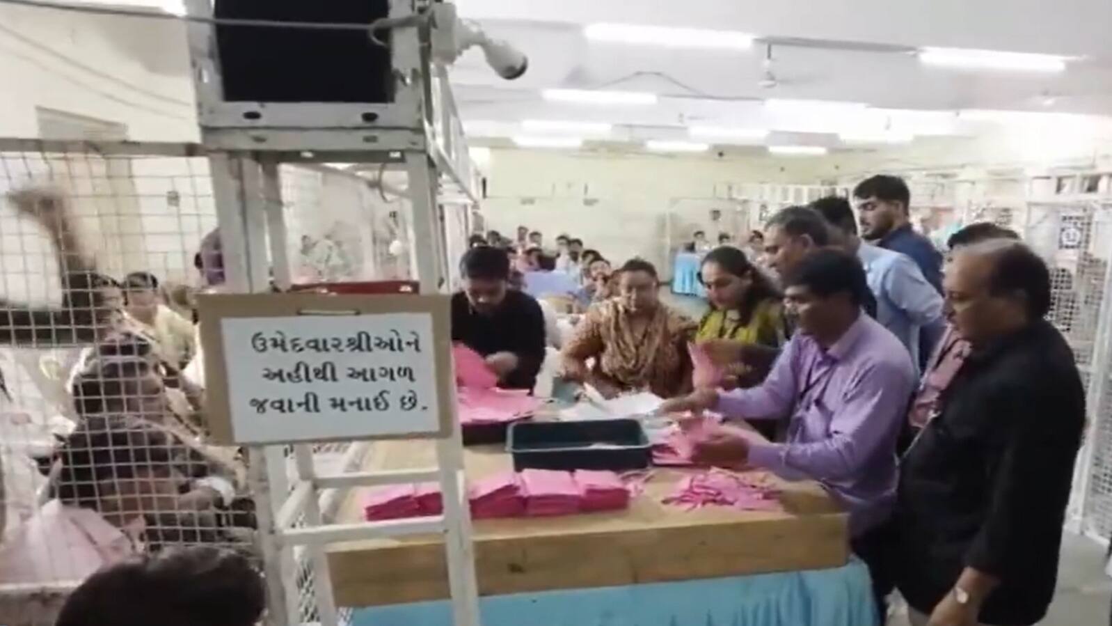 Counting of votes for Visavadar Assembly by elections 