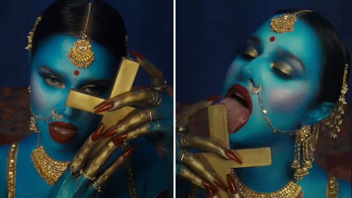 ರ‍್ಯಾಪ್  ಹೆಸ್ರಲ್ಲಿ  ಇದೆಂಥಾ ಹುಚ್ಚಾಟ? ಹಿಂದೂ ದೇವತೆ ತರಹ ವೇಷ  ತೊಟ್ಟು  ಅಸಭ್ಯ ಭಂಗಿಯಲ್ಲಿ ಸಾಂಗ್!