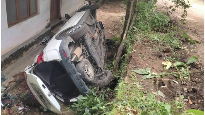 Car fell into depth