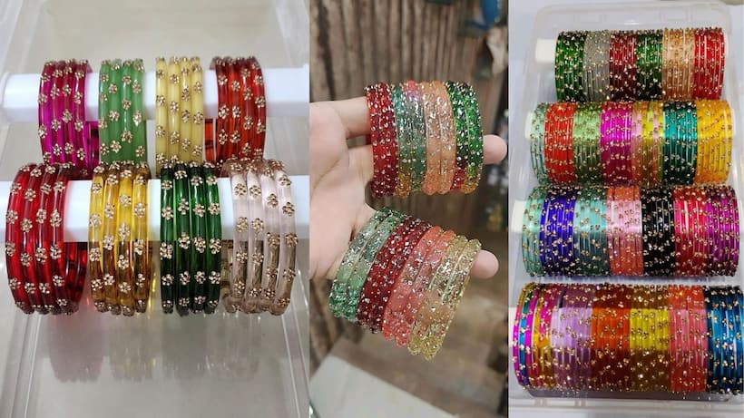 Trendy glass bangles for Sawan festival look