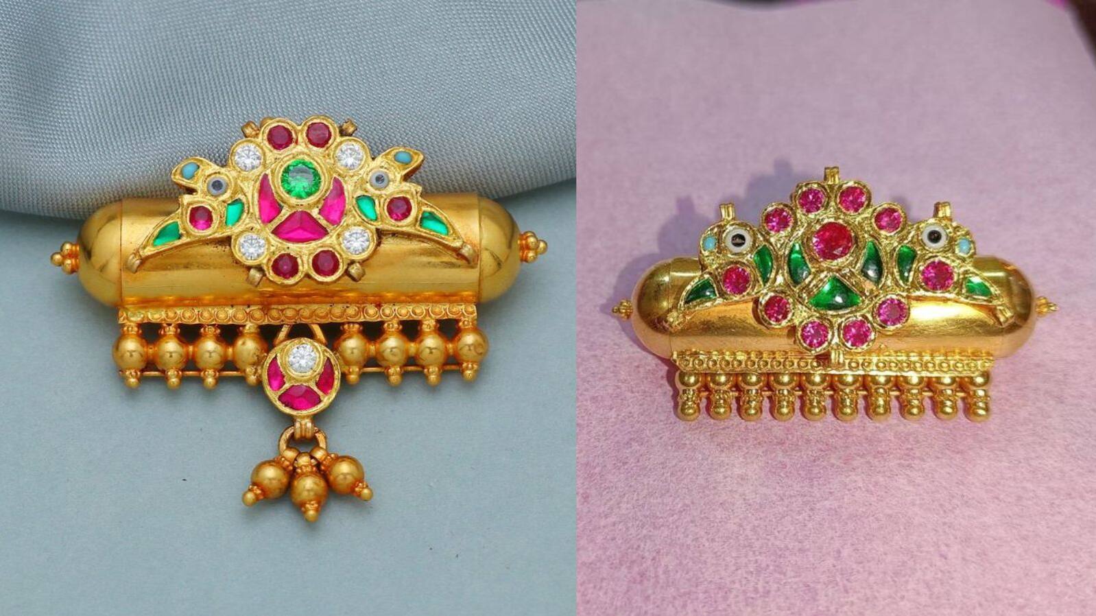Gold Dholki pendant mangalsutra designs for modern brides