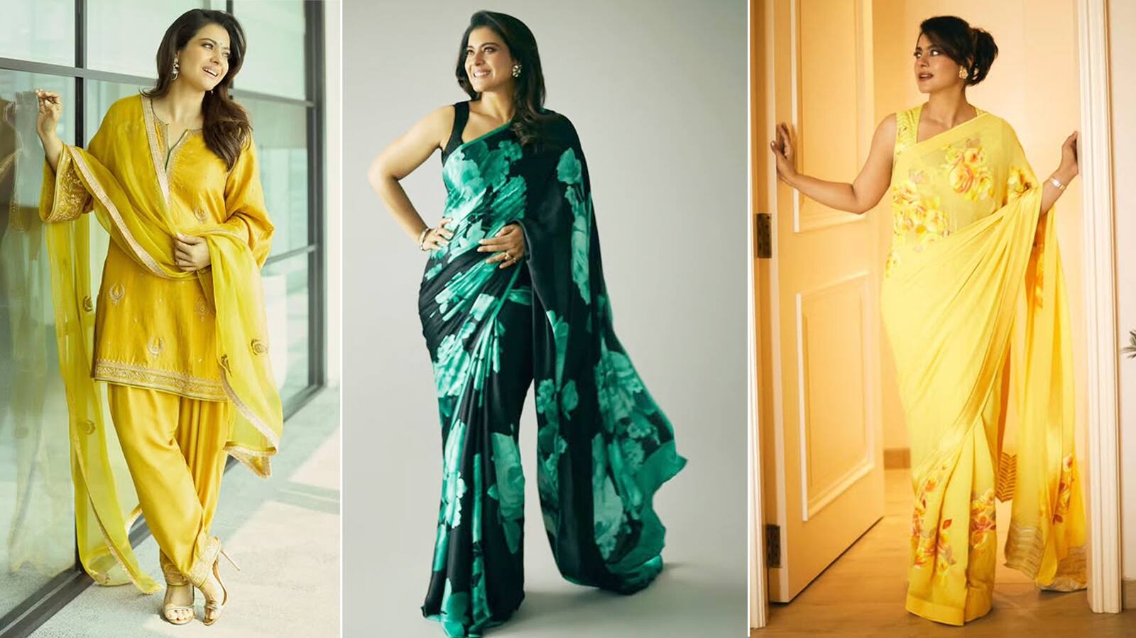 Kajol Trendy Ethnic outfits Saree to Salwar Suit Best Choose for Old age Mother