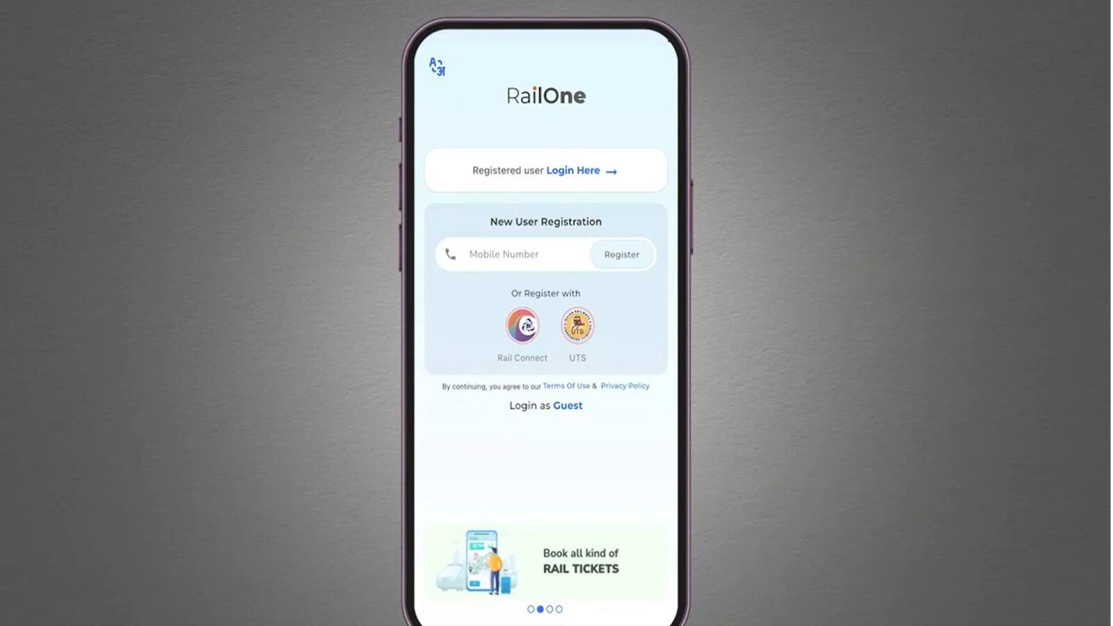 RailOne app 