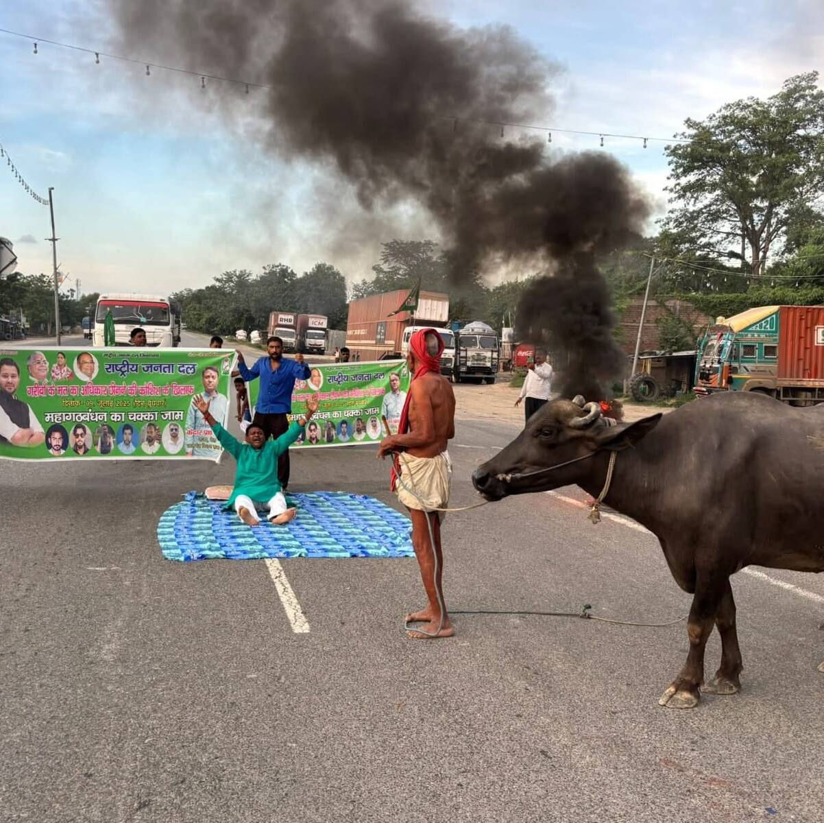 INDIA bloc calls for 'Bihar Bandh'; tyres burnt, roads blocked, protests over Bihar voter roll revision