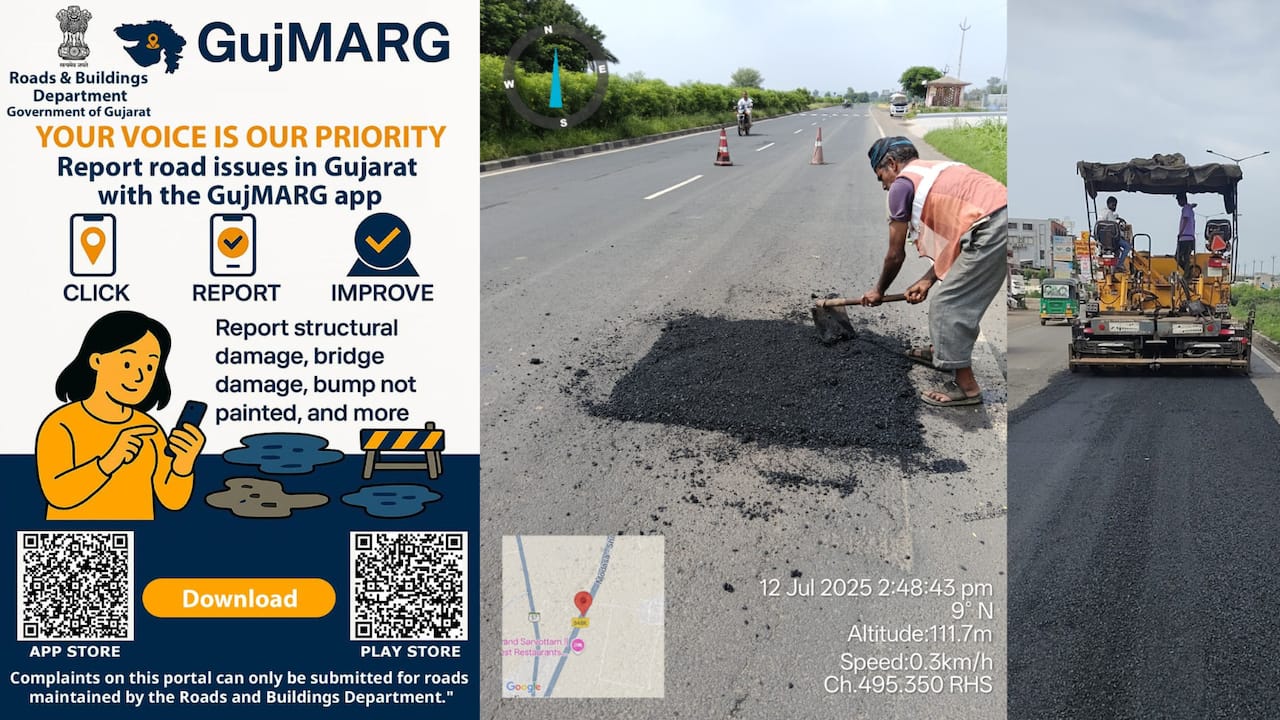 guj marg app gujarat road repair complaints status update