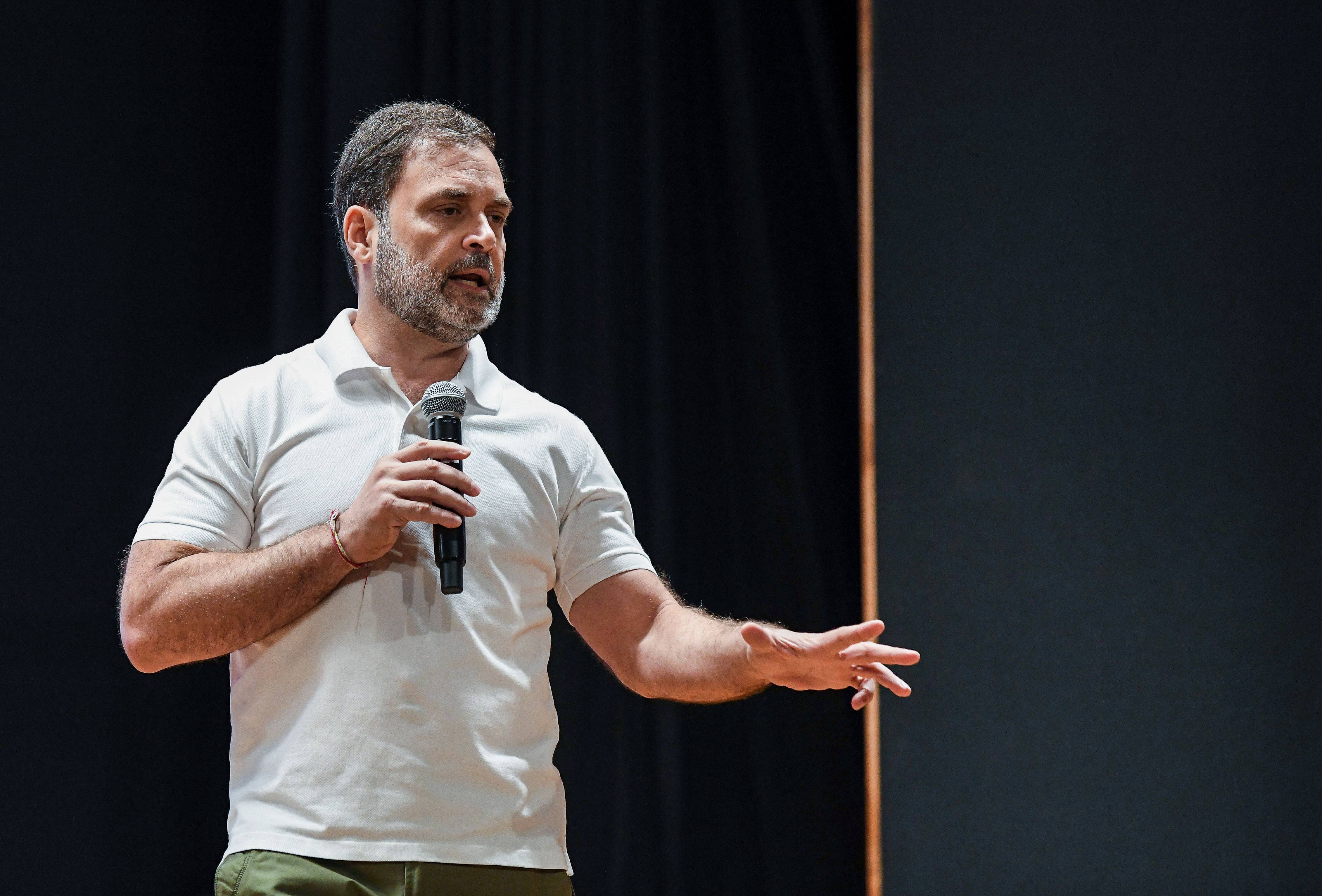 Rahul Gandhi addresses a press conference