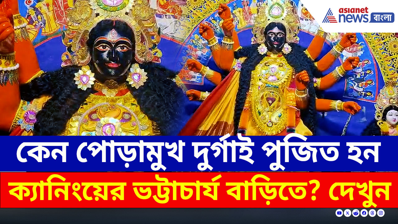 কেন পোড়ামুখ দুর্গাই পুজিত হন ক্যানিংয়ের ভট্টাচার্য বাড়িতে? দেখলে গায়ে কাঁটা দেবে!
