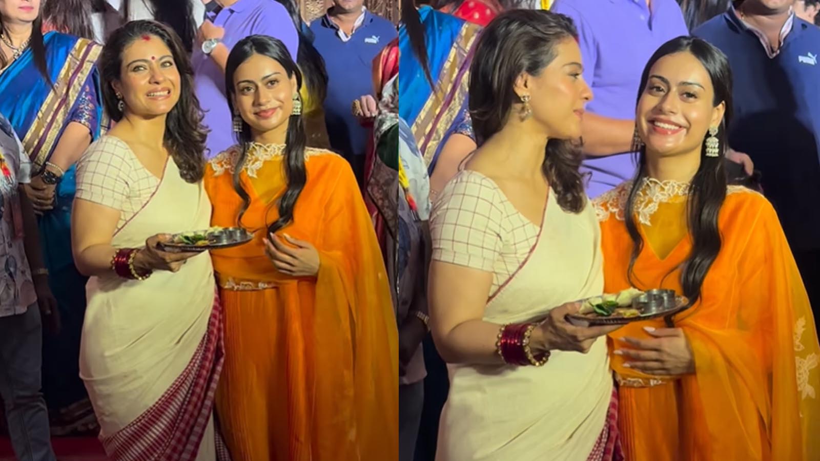 kajol with daughter nysa devgan at sindoor khela event kajol with daughter nysa devgan at sindoor khela event