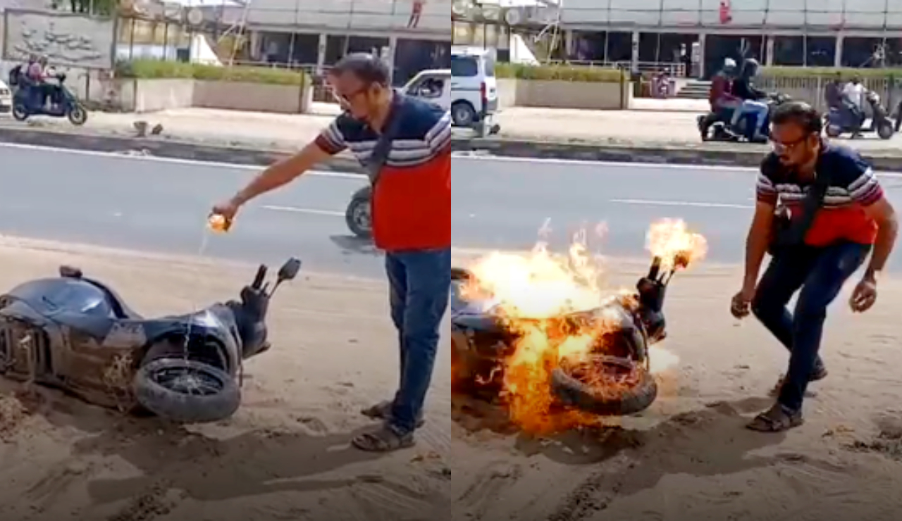 Man Sets Fire to Ola Scooter in Palanpur Over Unresolved Safety Complaint