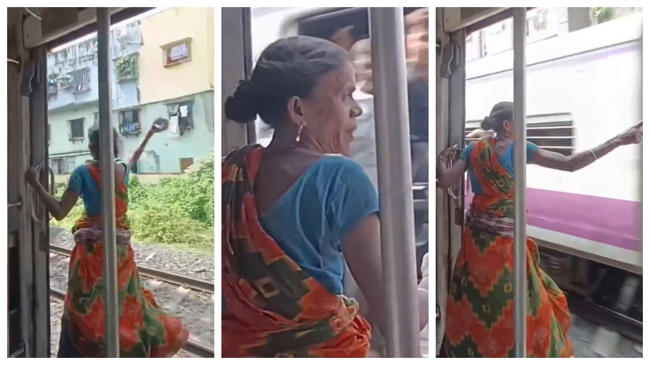 Viral video Woman throws stone at local train driver