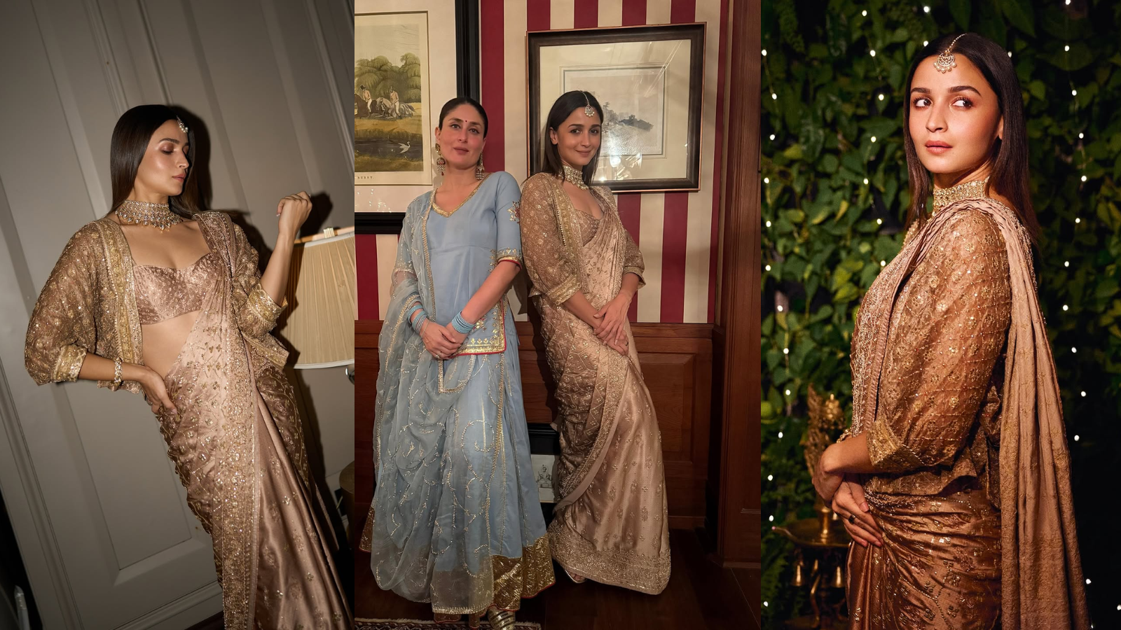 alia bhatt diwali party saree look