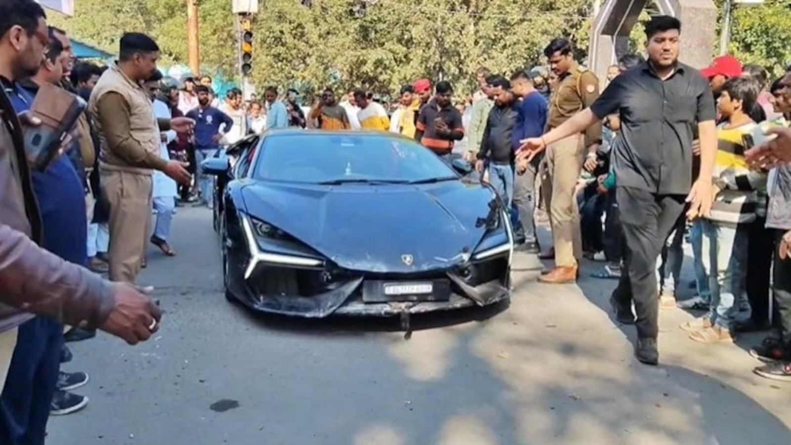 kanpur lamborghini accident cctv video bouncers running to save driver shivam mishra case news
