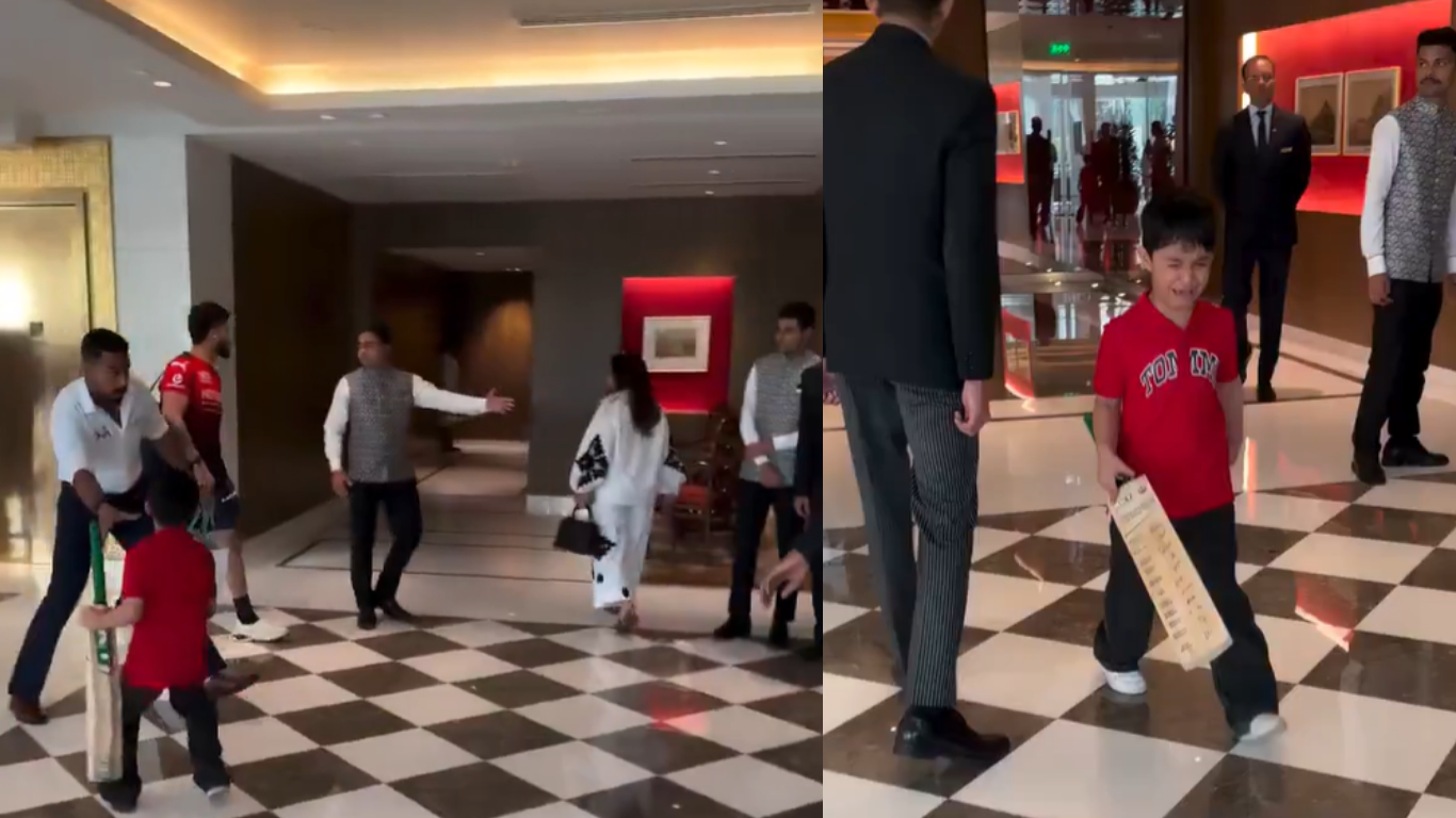 ಕೊಹ್ಲಿ ಭೇಟಿಗೆ ಬಿಡದ ಹೊಟೆಲ್ ಸಿಬ್ಬಂದಿ, ಬ್ಯಾಟ್ ಎಸೆದು ಗಳಗಳನೇ ಅತ್ತ ಪುಟಾಣಿ ಪ್ಯಾನ್