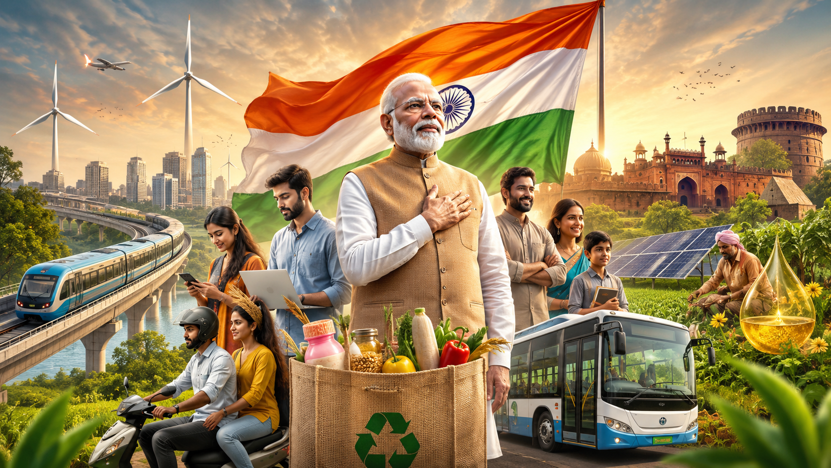 pm modi india self reliance fuel saving gold purchase ban swadeshi promotion energy saving public transport