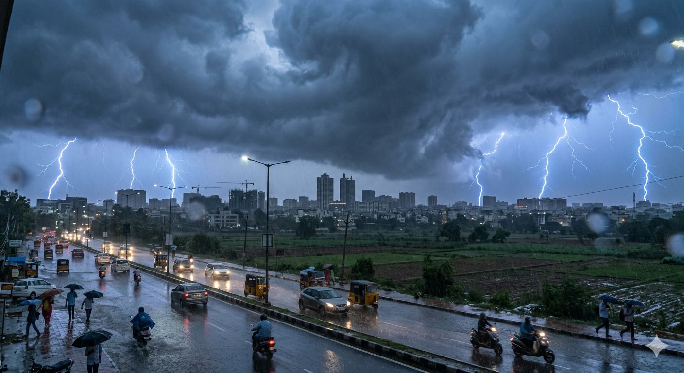 Andhra Pradesh, Telangana Weather LATEST Update: Heavy Rain, Thunderstorms and Strong Winds Forecast Across Telugu States