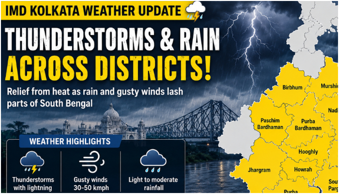 Kolkata Weather Update: Thunderstorms and Lightning Likely Across Multiple Districts; IMD Issues Yellow Alert