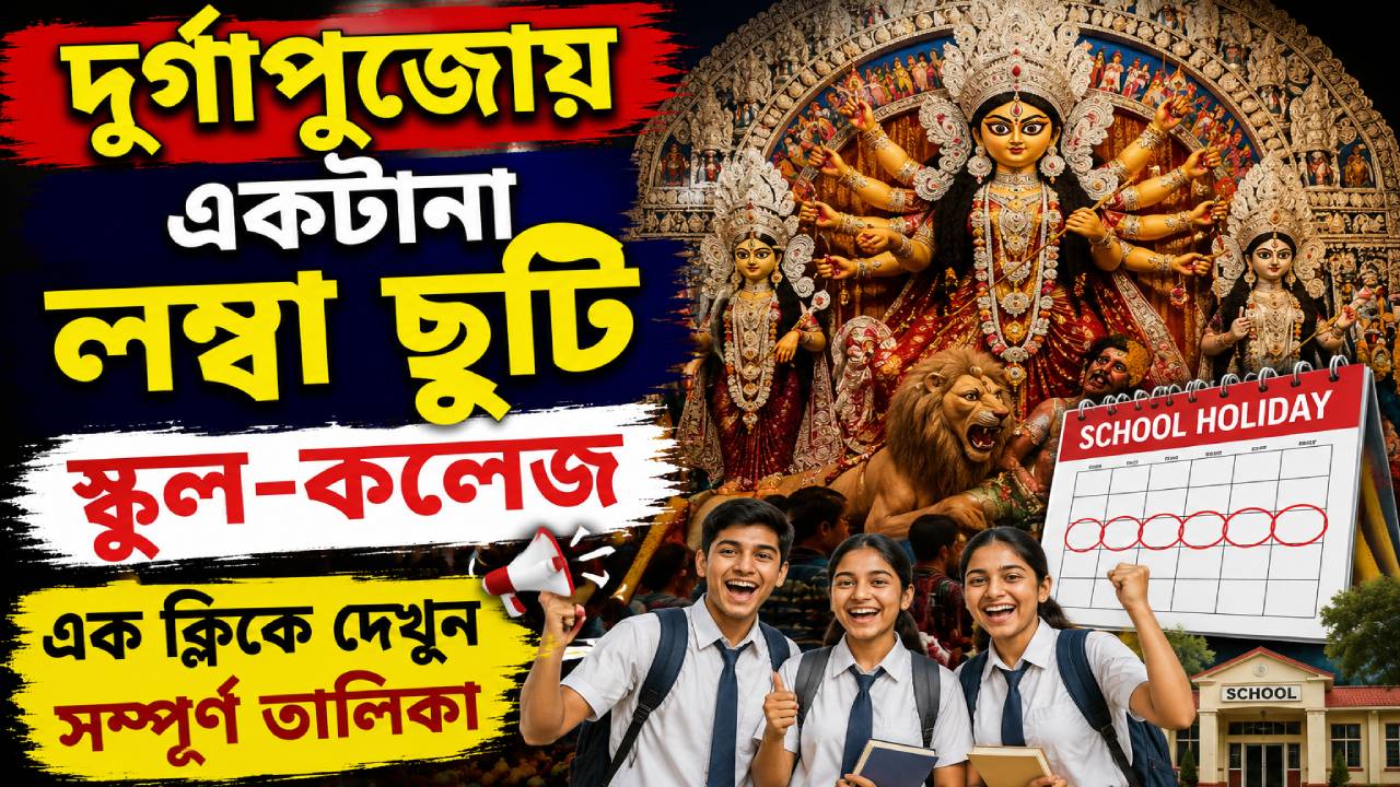 WB Durga Puja School Holiday: গেরুয়াময় বাংলায় দুর্গাপুজোয় লম্বা ছুটি, কতদিন বন্ধ থাকবে স্কুল-কলেজ?