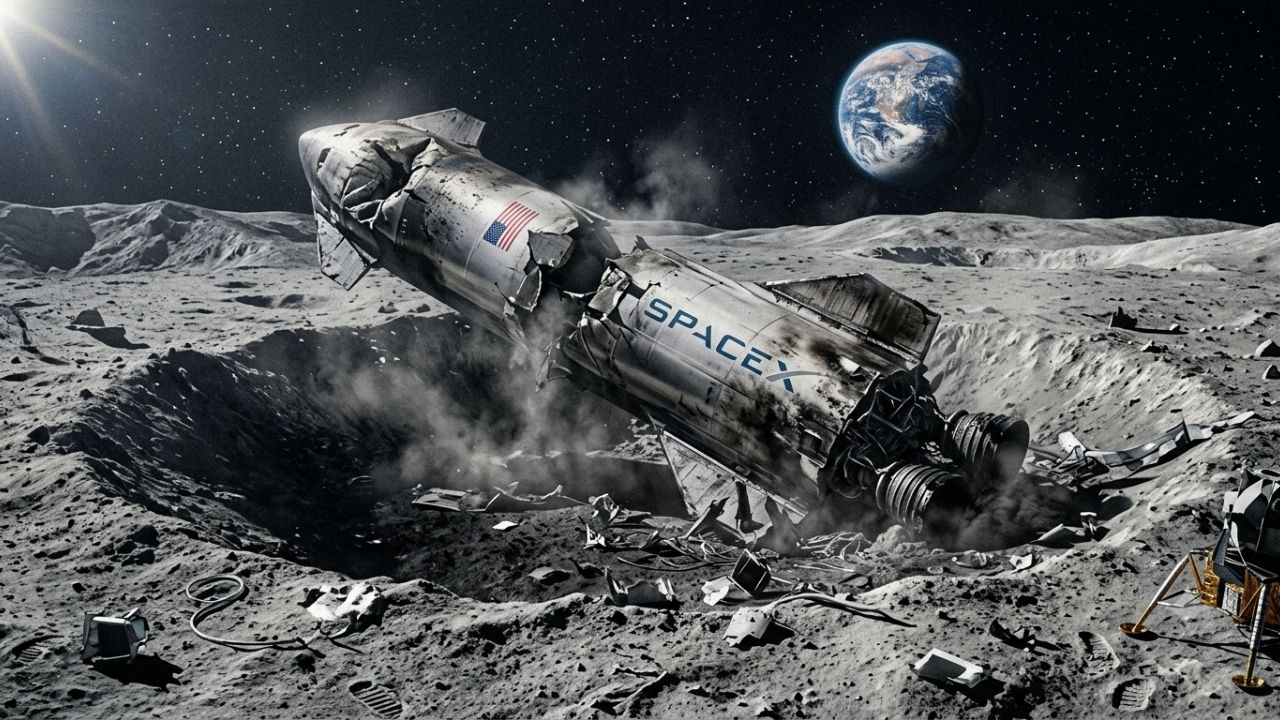 SpaceX rocket crashes on the moon