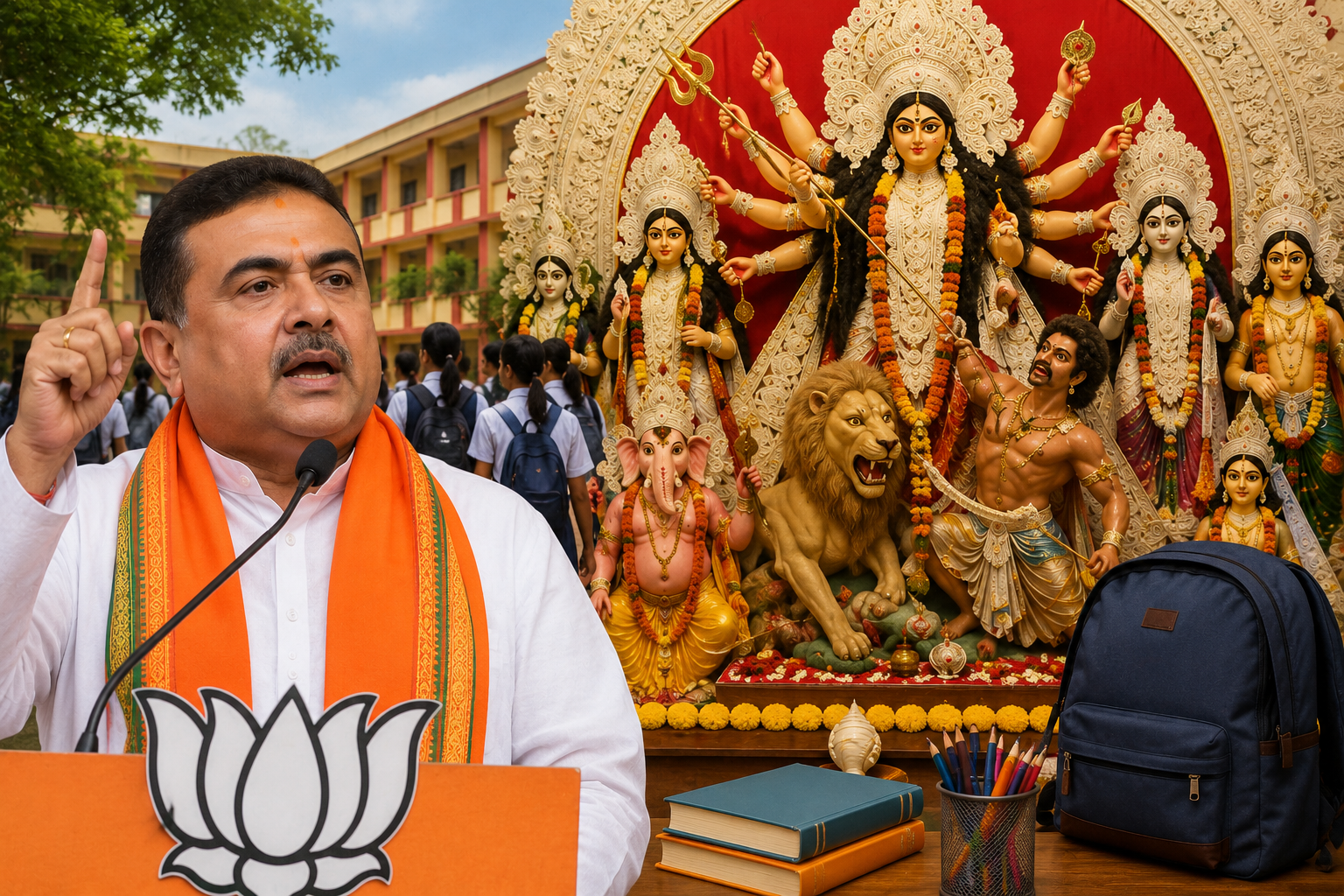 Durga Puja Holiday: শুভেন্দু সরকারের প্রথম দুর্গাপুজো! স্কুল-কলেজে বাড়ছে পুজোর ছুটি? কতদিন বন্ধ থাকবে স্কুল?