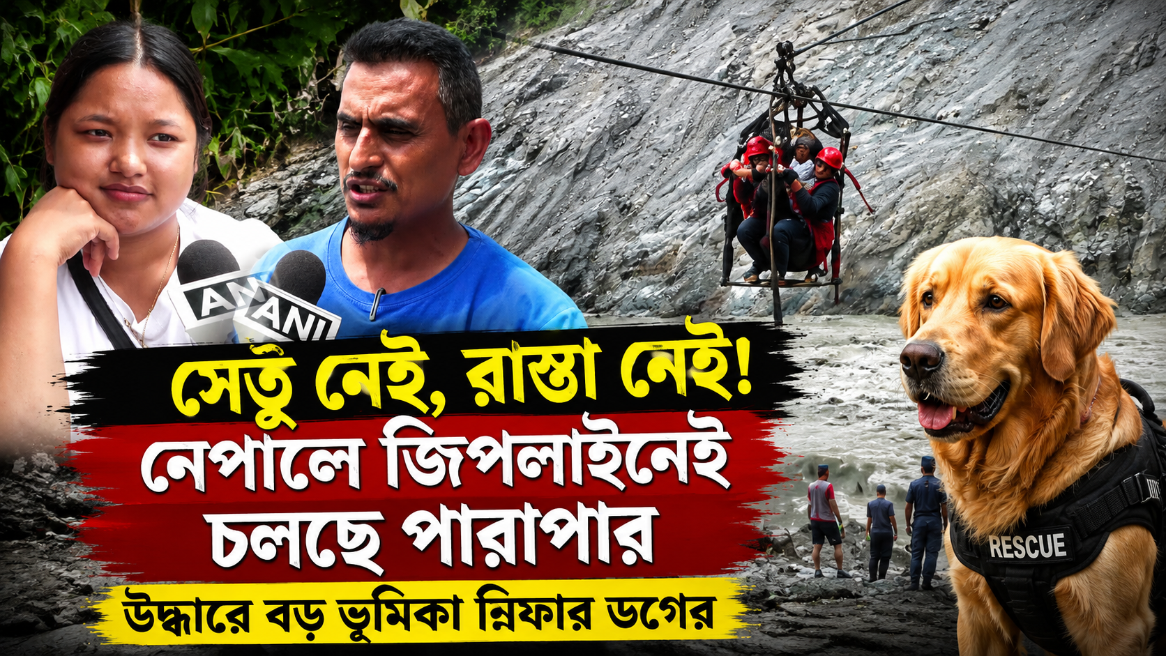 সেতু নেই, রাস্তা নেই! নেপালে জিপলাইনেই চলছে পারাপার, দেখুন ভয়াবহ ছবি। Nepal Flood