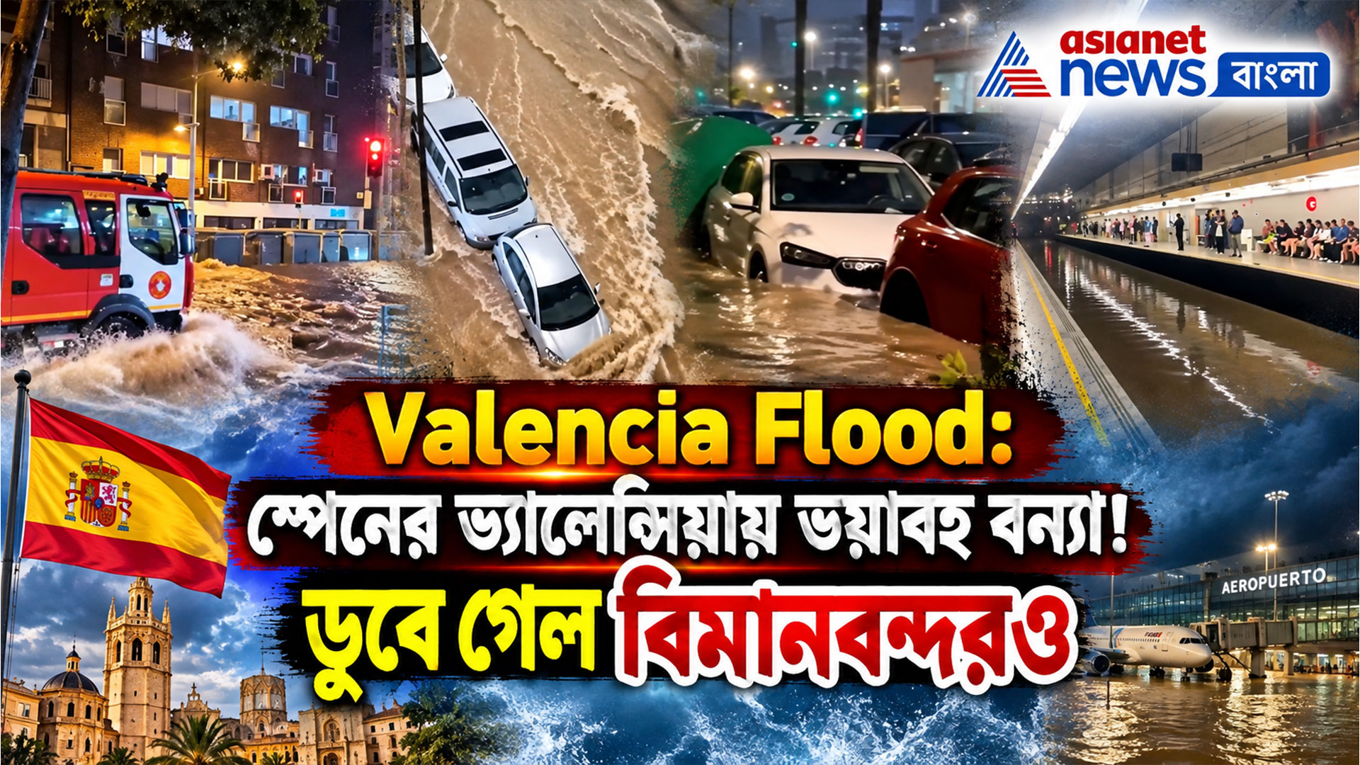 Valencia Flood: আধ ঘণ্টায় ৭০ মিমি বৃষ্টি, ডুবে গেল বিমানবন্দরও। ভ্যালেন্সিয়ায় ভয়াবহ বন্যা!