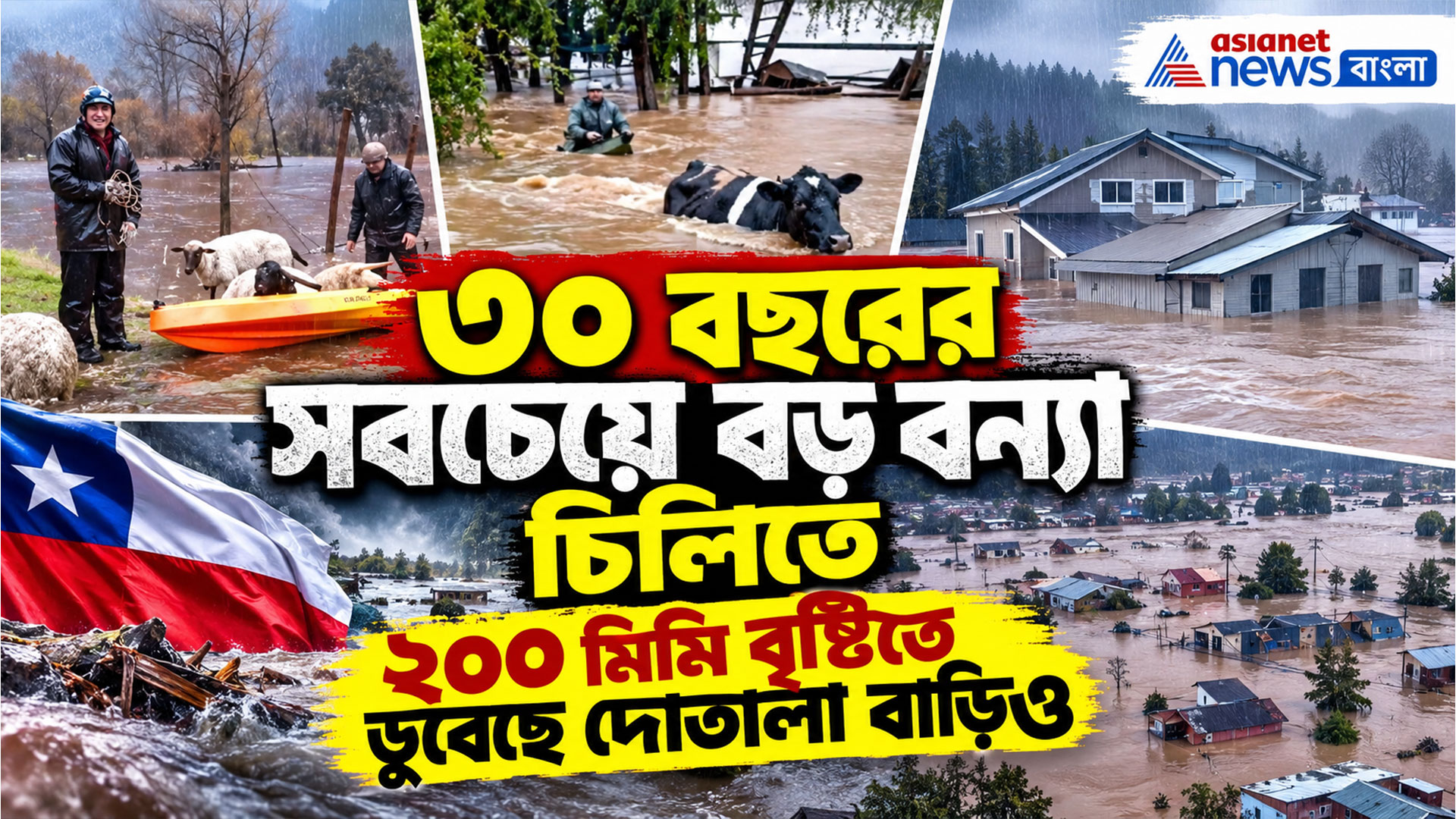 Chile Flood: ৩০ বছরের সবচেয়ে বড় বন্যা চিলিতে, ২০০ মিমি বৃষ্টিতে ডুবেছে দোতালা বাড়িও
