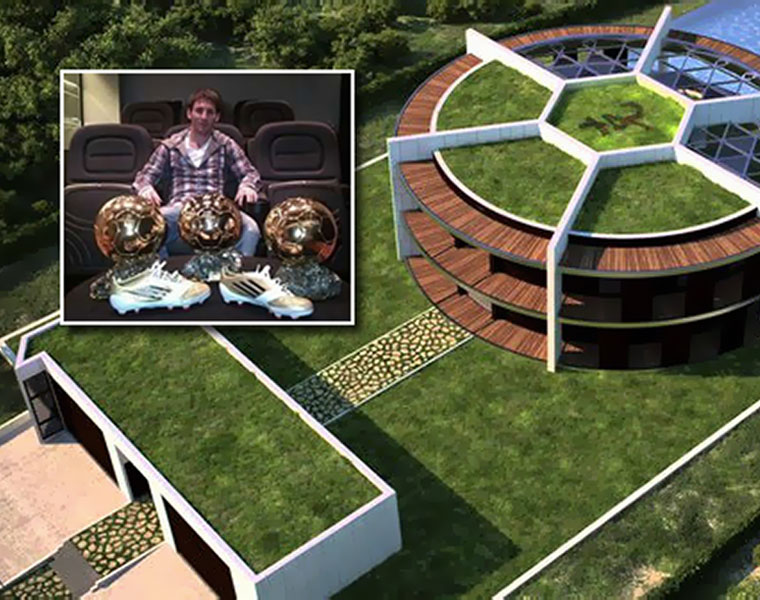 Do you know Leo Messi lives in a footballshaped mansion