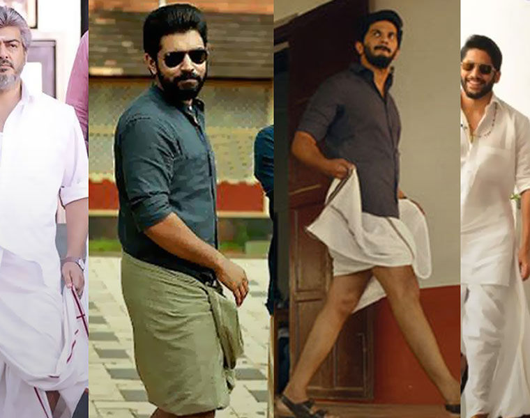 South actors in Mundu and lungi in pictures