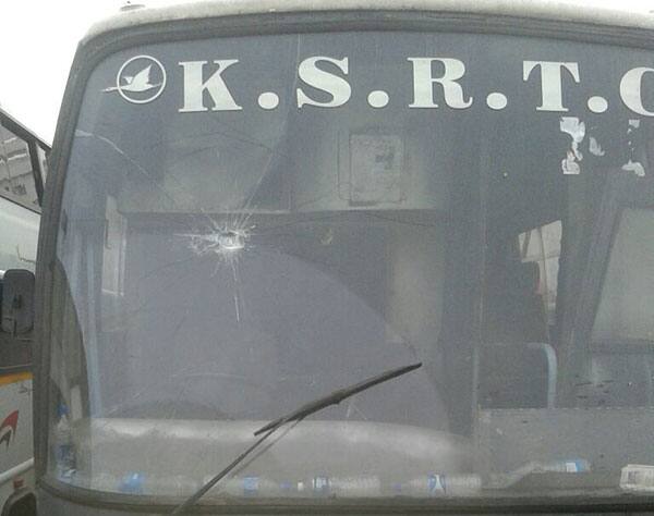 damaged ksrtc bus