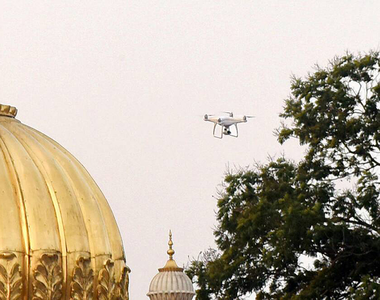 Filmmakers Use Drone Camera in Mysuru Palace